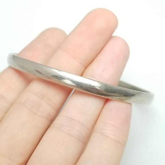 Vintage Alpaca Mexico Silver Tone Skinny Bangle Bracelet, Stacking Estate - Picture 1 of 7
